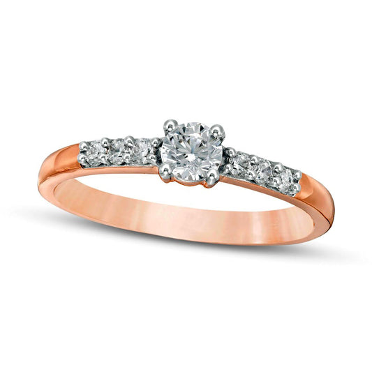 0.33 CT. T.W. Natural Diamond Engagement Ring in Solid 10K Rose Gold