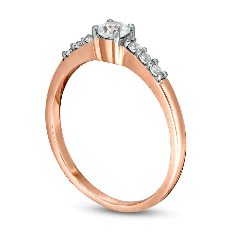 0.33 CT. T.W. Natural Diamond Engagement Ring in Solid 10K Rose Gold