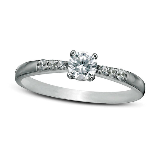 0.33 CT. T.W. Natural Diamond Engagement Ring in Solid 10K White Gold