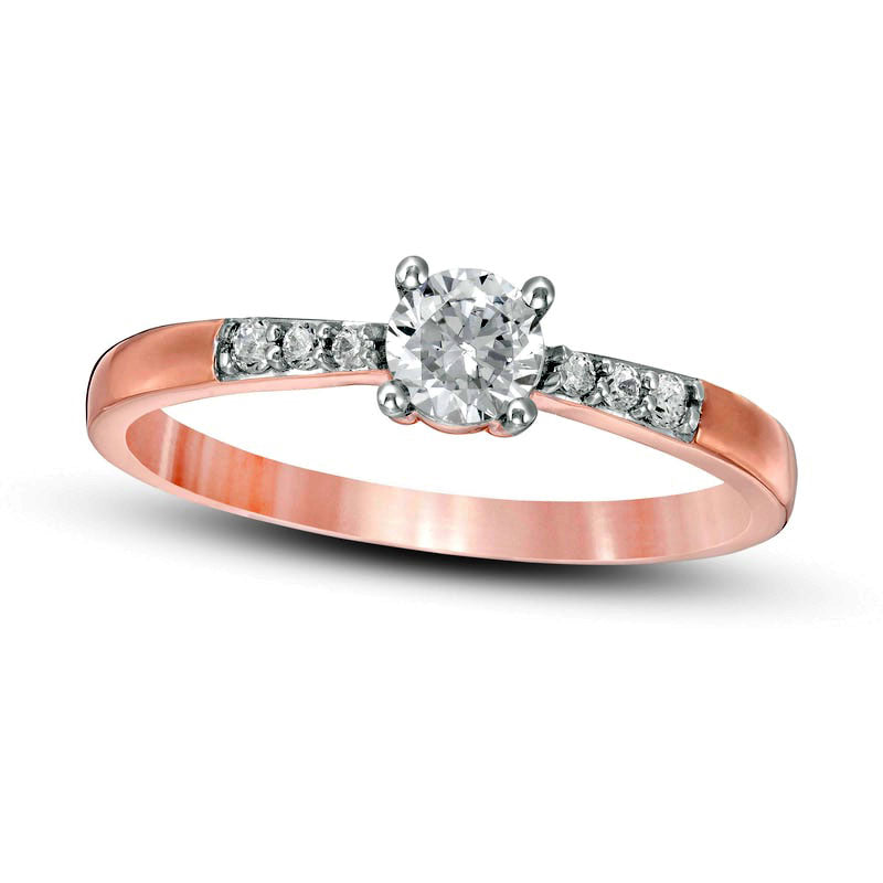 0.33 CT. T.W. Natural Diamond Engagement Ring in Solid 10K Rose Gold