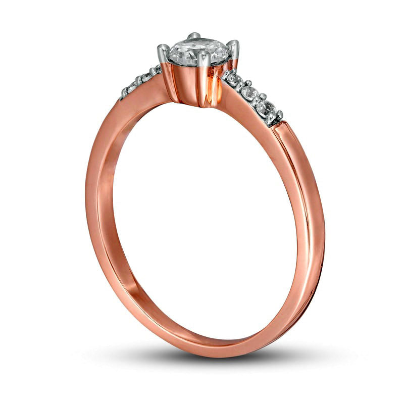 0.33 CT. T.W. Natural Diamond Engagement Ring in Solid 10K Rose Gold