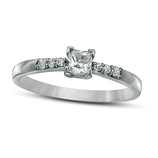 0.33 CT. T.W. Princess-Cut Natural Diamond Engagement Ring in Solid 10K White Gold