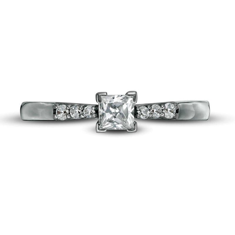 0.33 CT. T.W. Princess-Cut Natural Diamond Engagement Ring in Solid 10K White Gold