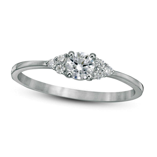 0.33 CT. T.W. Natural Diamond Tri-Sides Engagement Ring in Solid 10K White Gold