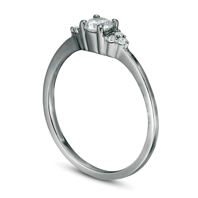 0.33 CT. T.W. Natural Diamond Tri-Sides Engagement Ring in Solid 10K White Gold