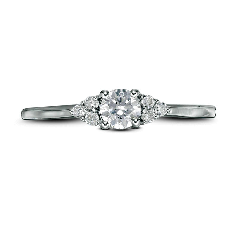 0.33 CT. T.W. Natural Diamond Tri-Sides Engagement Ring in Solid 10K White Gold