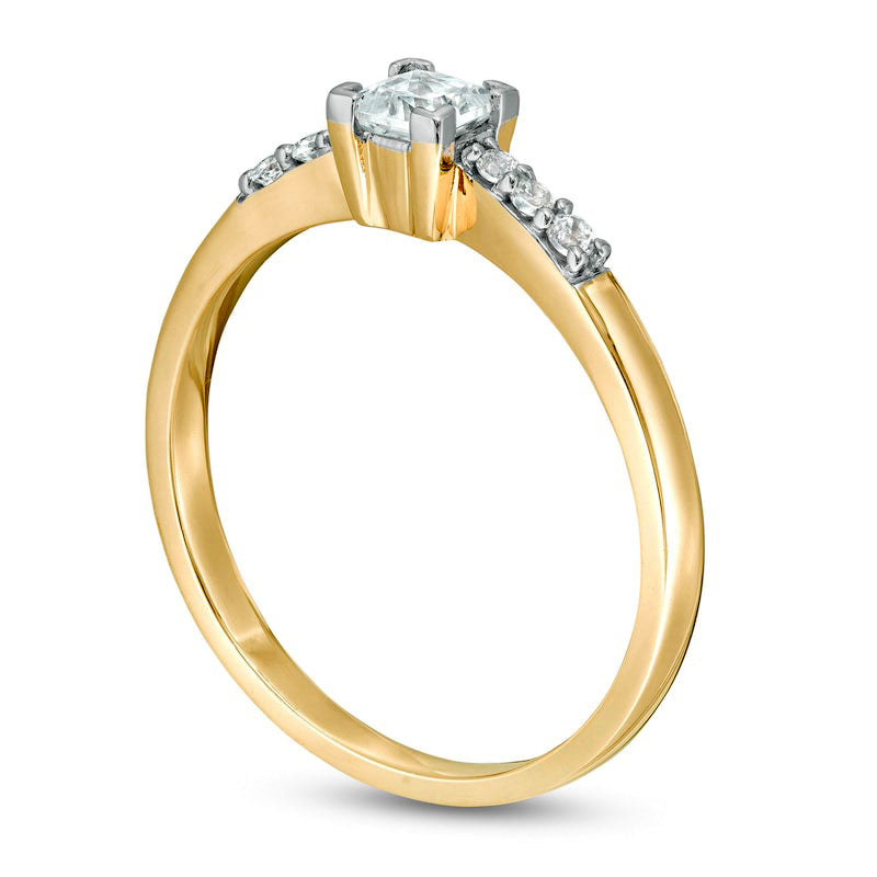 0.33 CT. T.W. Princess-Cut Natural Diamond Engagement Ring in Solid 10K Yellow Gold