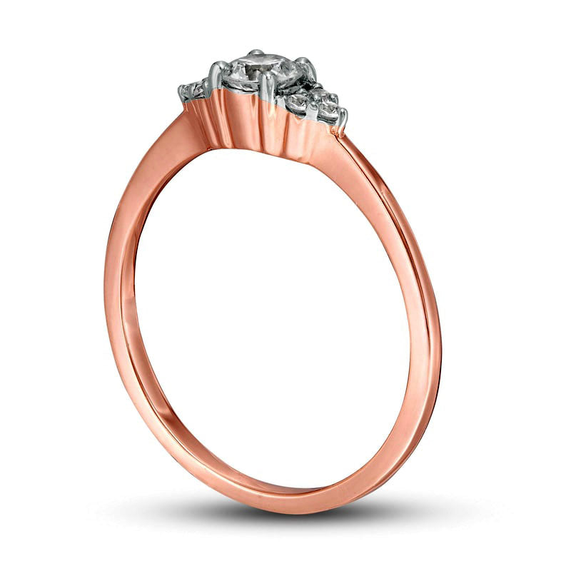 0.33 CT. T.W. Natural Diamond Tri-Sides Engagement Ring in Solid 10K Rose Gold