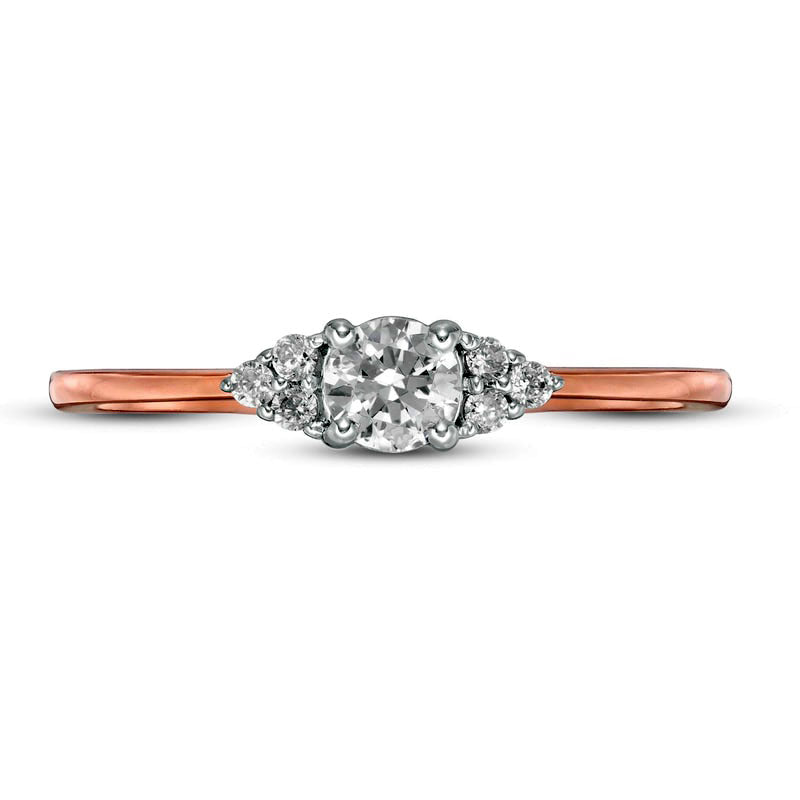 0.33 CT. T.W. Natural Diamond Tri-Sides Engagement Ring in Solid 10K Rose Gold