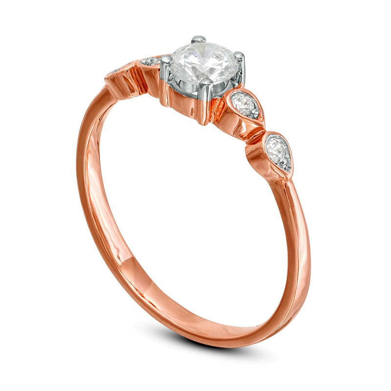 0.33 CT. T.W. Natural Diamond Petal-Sides Engagement Ring in Solid 10K Rose Gold