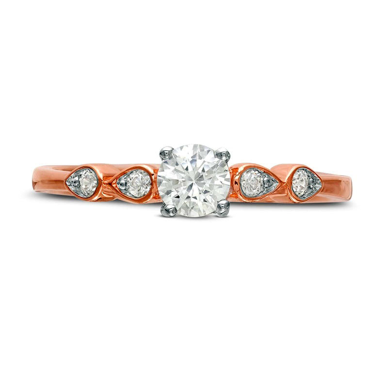 0.33 CT. T.W. Natural Diamond Petal-Sides Engagement Ring in Solid 10K Rose Gold