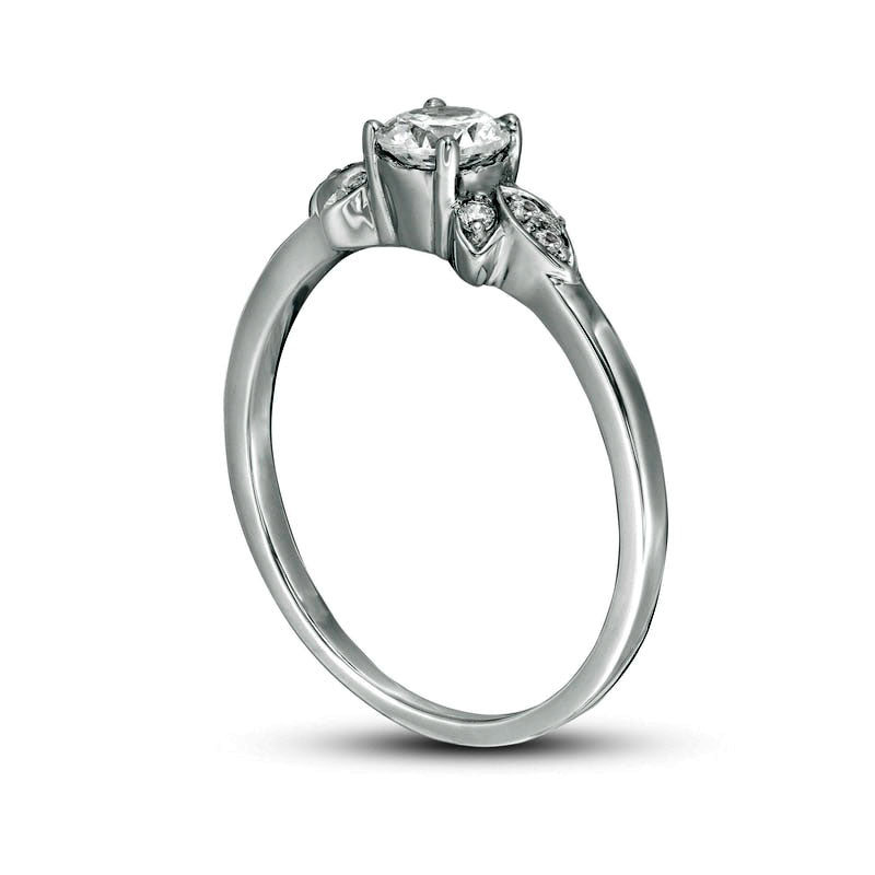 0.38 CT. T.W. Natural Diamond Petal Tri-Sides Engagement Ring in Solid 10K White Gold