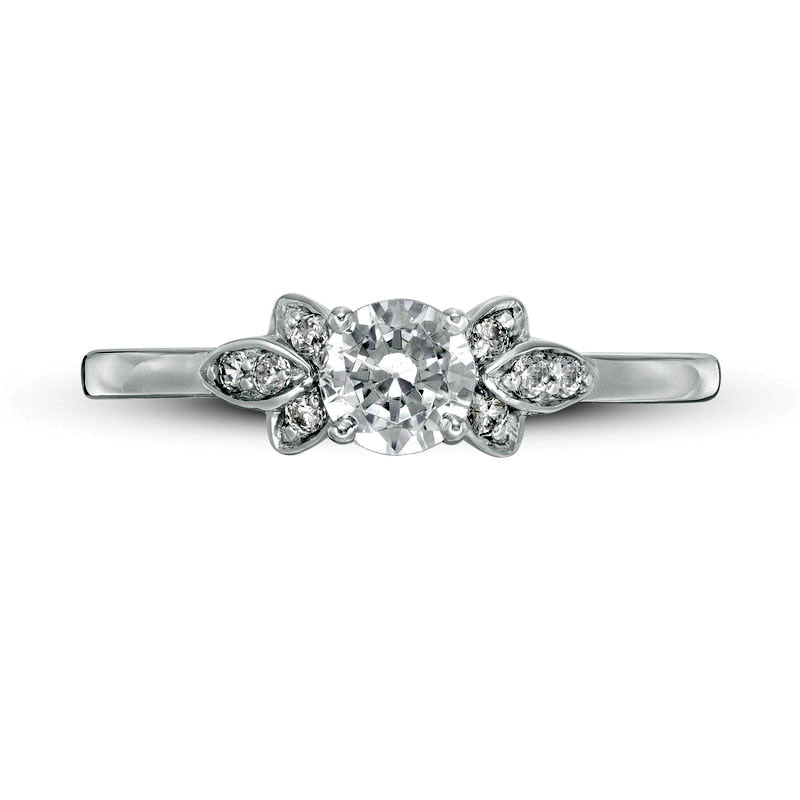 0.38 CT. T.W. Natural Diamond Petal Tri-Sides Engagement Ring in Solid 10K White Gold