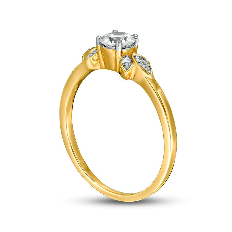 0.38 CT. T.W. Natural Diamond Petal Tri-Sides Engagement Ring in Solid 10K Yellow Gold