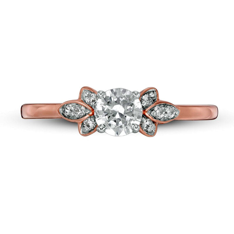 0.38 CT. T.W. Natural Diamond Petal Tri-Sides Engagement Ring in Solid 10K Rose Gold