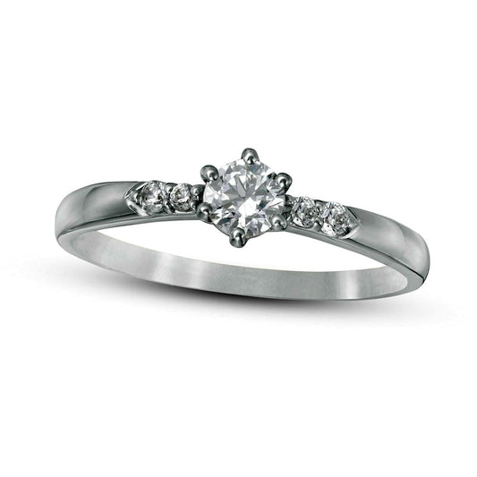 0.33 CT. T.W. Natural Diamond Engagement Ring in Solid 10K White Gold