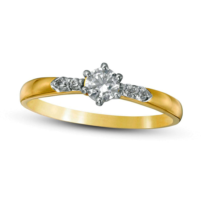 0.33 CT. T.W. Natural Diamond Engagement Ring in Solid 10K Yellow Gold