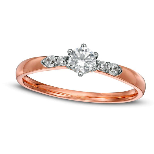 0.33 CT. T.W. Natural Diamond Engagement Ring in Solid 10K Rose Gold