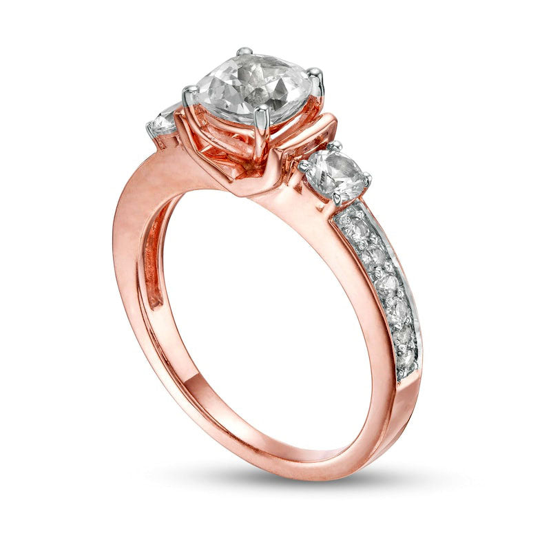 6.0mm Cushion-Cut Lab-Created White Sapphire Collar Ring in Sterling Silver with Solid 14K Rose Gold Plate