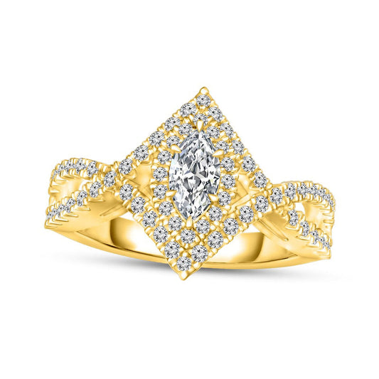 0.75 CT. T.W. Marquise Natural Diamond Frame Split Shank Engagement Ring in Solid 14K Gold