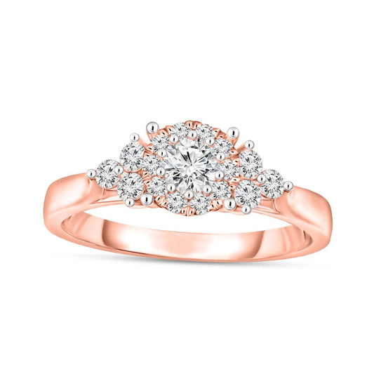 0.33 CT. T.W. Natural Diamond Frame Tri-Sides Engagement Ring in Solid 10K Rose Gold