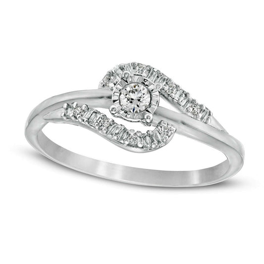 0.20 CT. T.W. Natural Diamond Bypass Promise Ring in Solid 10K White Gold