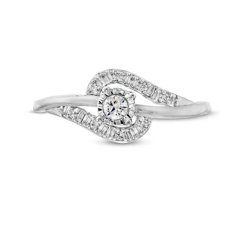 0.20 CT. T.W. Natural Diamond Bypass Promise Ring in Solid 10K White Gold