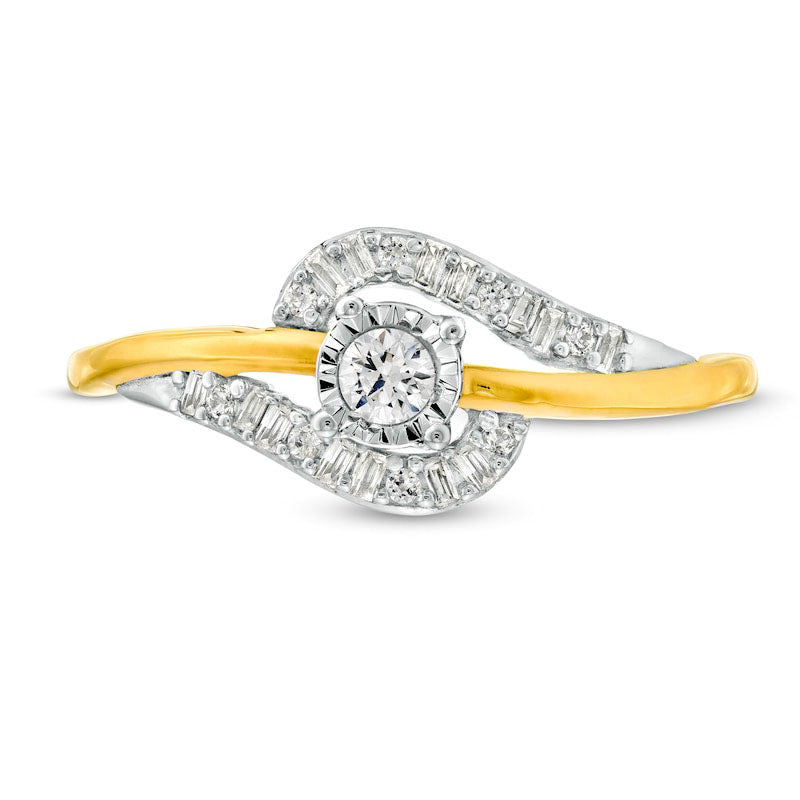 0.20 CT. T.W. Natural Diamond Bypass Promise Ring in Solid 10K Two-Tone Gold