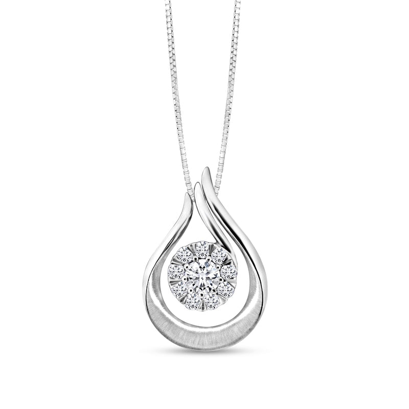 0.2 CT. T.W. Natural Diamond Frame Teardrop Pendant in 10K White Gold