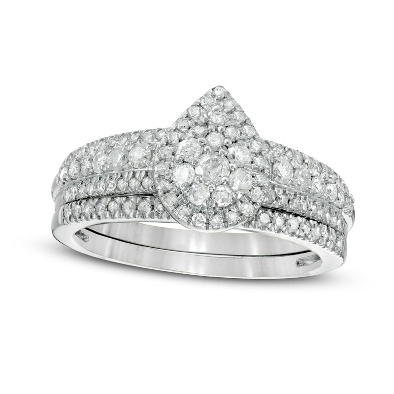 0.75 CT. T.W. Composite Pear-Shaped Natural Diamond Bridal Engagement Ring Set in Solid 10K White Gold