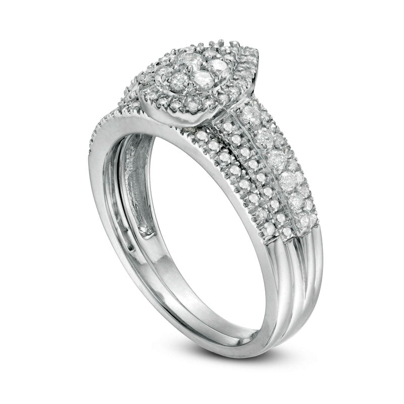 0.75 CT. T.W. Composite Pear-Shaped Natural Diamond Bridal Engagement Ring Set in Solid 10K White Gold