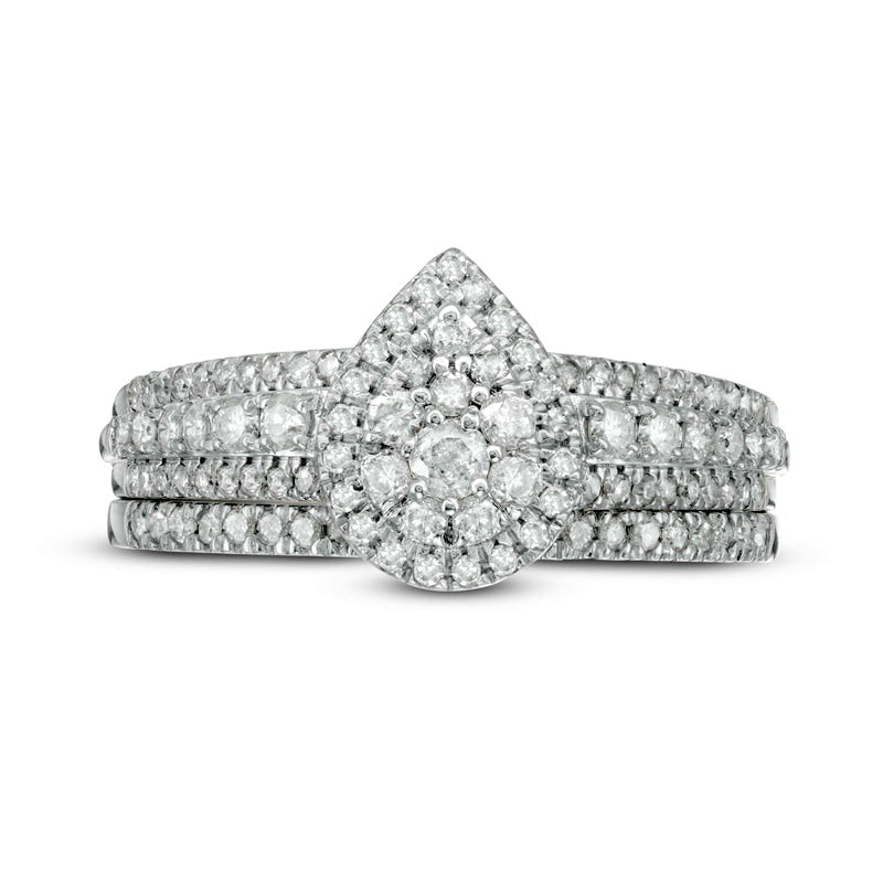 0.75 CT. T.W. Composite Pear-Shaped Natural Diamond Bridal Engagement Ring Set in Solid 10K White Gold