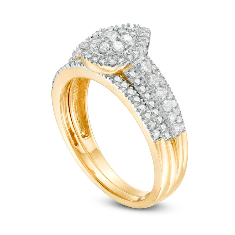 0.75 CT. T.W. Composite Pear-Shaped Natural Diamond Bridal Engagement Ring Set in Solid 10K Yellow Gold