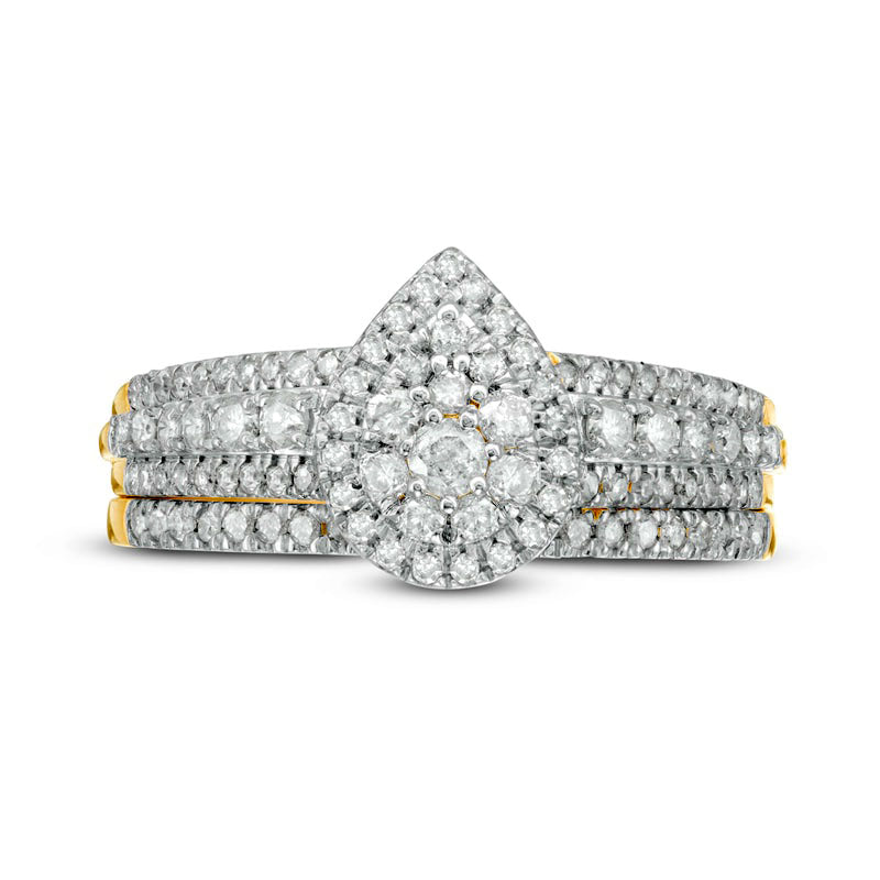 0.75 CT. T.W. Composite Pear-Shaped Natural Diamond Bridal Engagement Ring Set in Solid 10K Yellow Gold