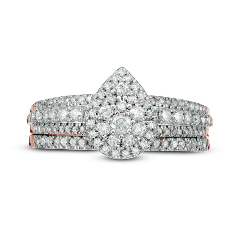 0.75 CT. T.W. Composite Pear-Shaped Natural Diamond Bridal Engagement Ring Set in Solid 10K Rose Gold