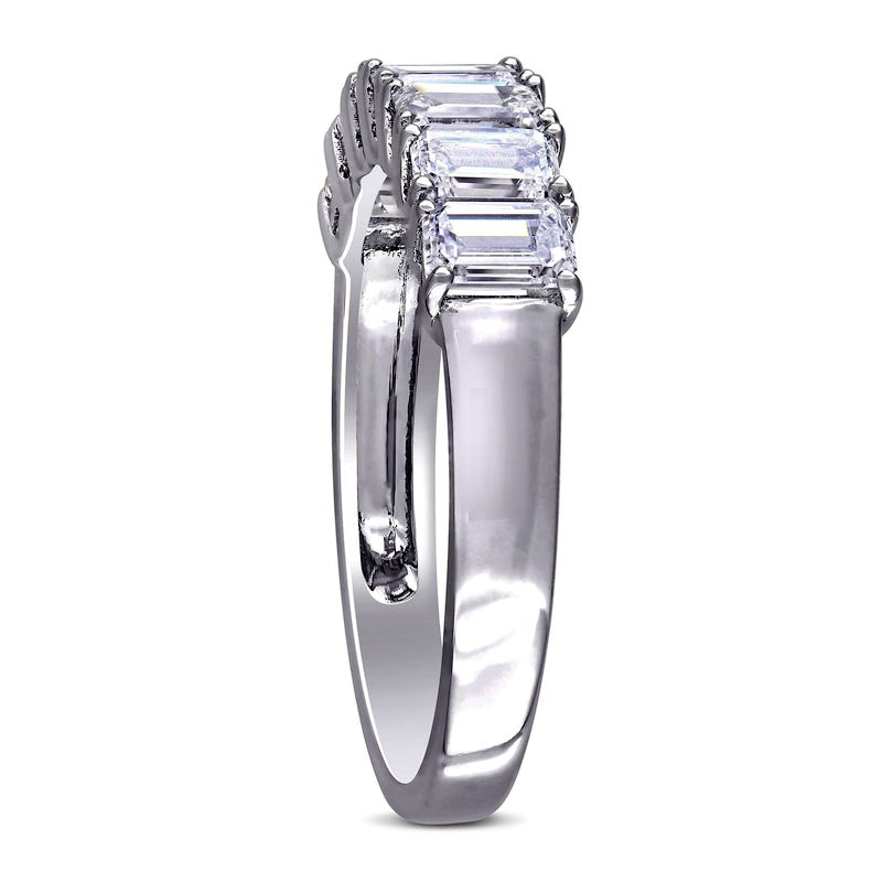 1.75 CT. T.W. Emerald-Cut Natural Diamond Seven Stone Anniversary Band in Solid 14K White Gold (H/SI2)