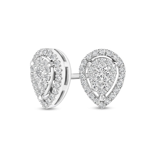 0.33 CT. T.W. Composite Diamond Pear-Shaped Frame Stud Earrings in 10K White Gold