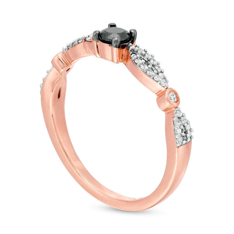 0.25 CT. T.W. Enhanced Black and White Natural Diamond Alternating Marquise Promise Ring in Solid 10K Rose Gold