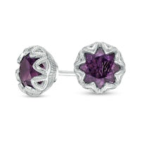 6.0mm Amethyst Vintage-Style Claw Frame Stud Earrings in Sterling Silver