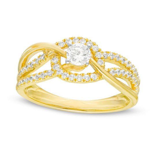 0.50 CT. T.W. Natural Diamond Multi-Row Bypass Engagement Ring in Solid 10K Yellow Gold