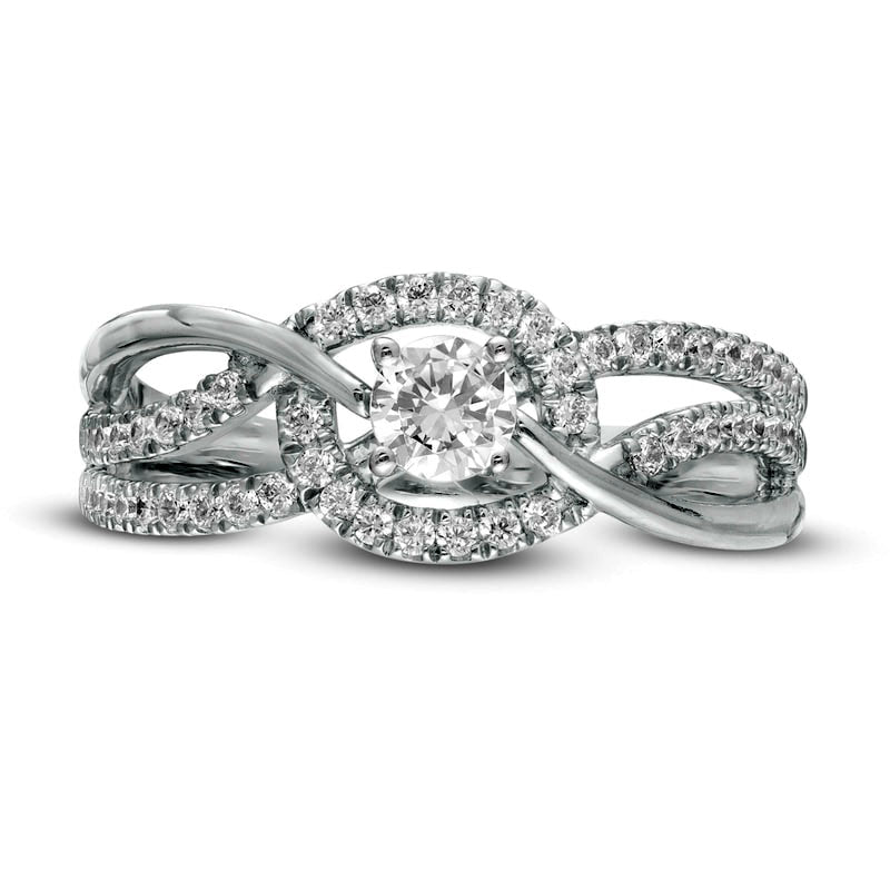 0.50 CT. T.W. Natural Diamond Multi-Row Bypass Engagement Ring in Solid 10K White Gold