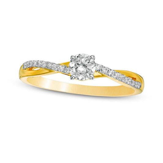 0.33 CT. T.W. Natural Diamond Twist Shank Engagement Ring in Solid 10K Yellow Gold