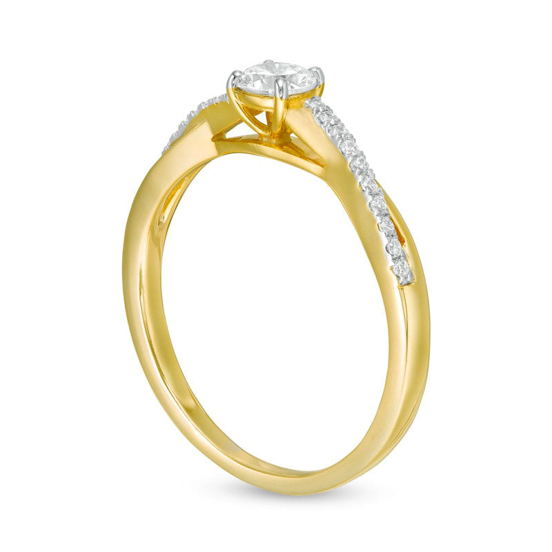 0.33 CT. T.W. Natural Diamond Twist Shank Engagement Ring in Solid 10K Yellow Gold