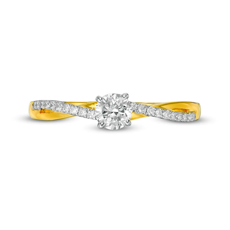 0.33 CT. T.W. Natural Diamond Twist Shank Engagement Ring in Solid 10K Yellow Gold