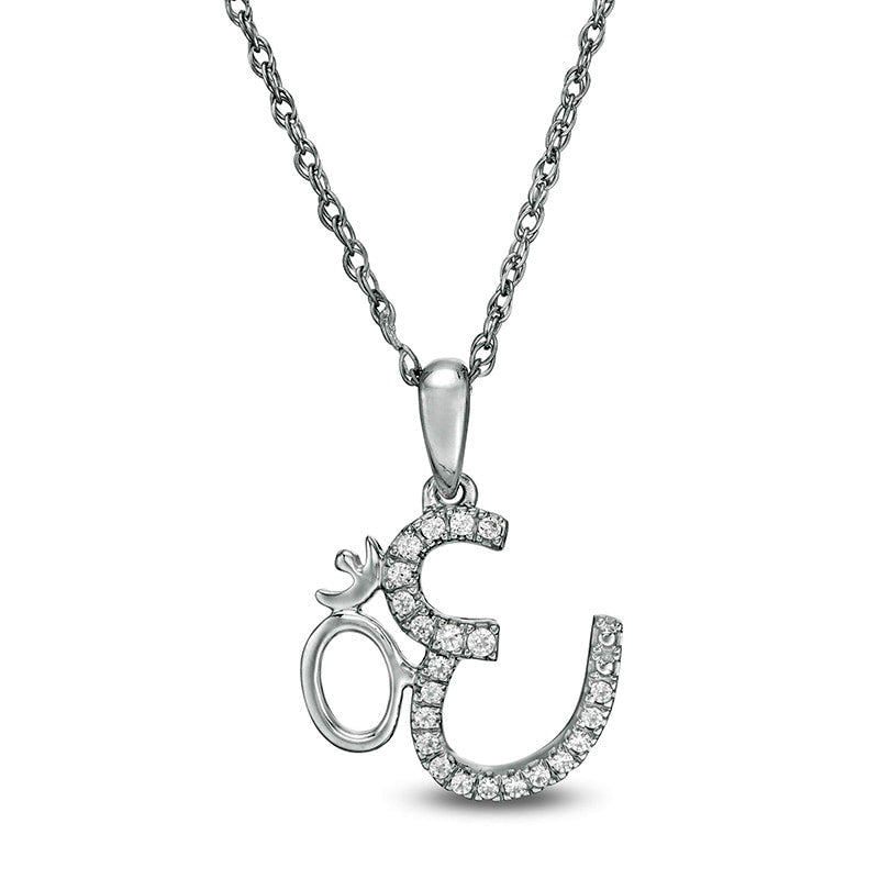 0.1 CT. T.W. Natural Diamond Om Symbol Pendant in 10K White Gold