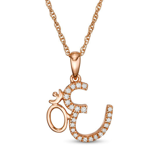 0.1 CT. T.W. Natural Diamond Om Symbol Pendant in 10K Rose Gold