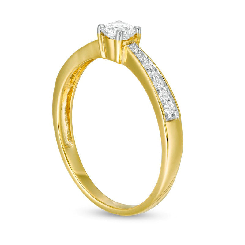 0.33 CT. T.W. Natural Diamond Tapered Shank Engagement Ring in Solid 10K Yellow Gold