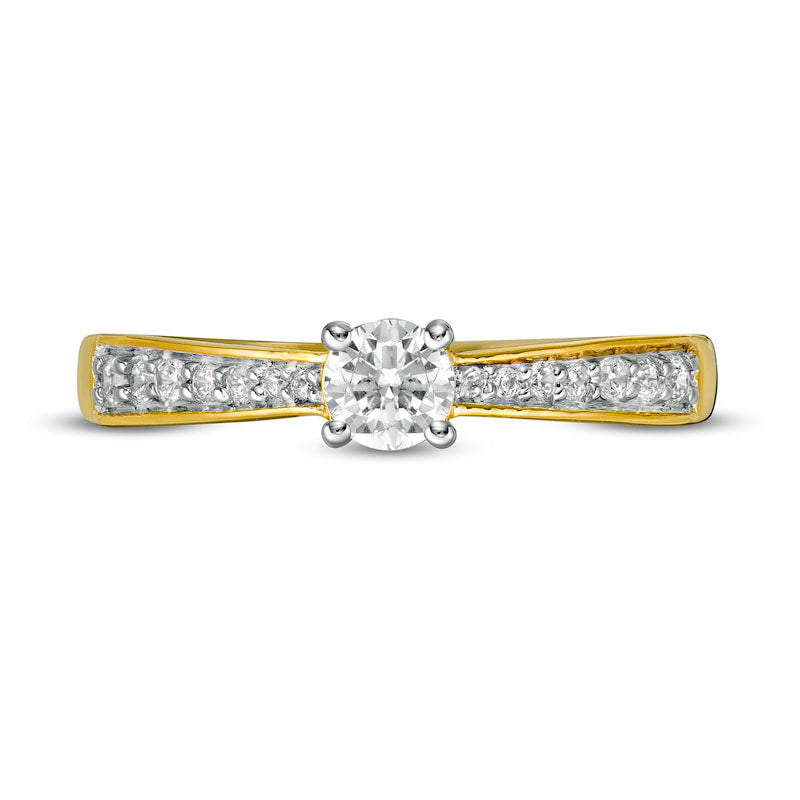 0.33 CT. T.W. Natural Diamond Tapered Shank Engagement Ring in Solid 10K Yellow Gold