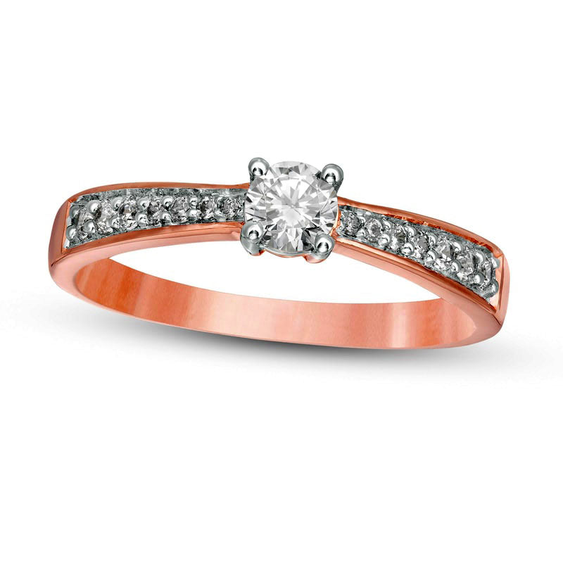 0.33 CT. T.W. Natural Diamond Tapered Shank Engagement Ring in Solid 10K Rose Gold