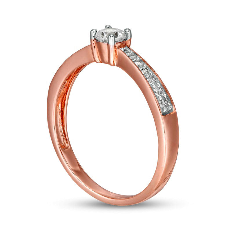 0.33 CT. T.W. Natural Diamond Tapered Shank Engagement Ring in Solid 10K Rose Gold